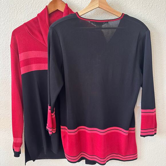 Exclusively Misook Set of two Top Long Sleeves Sweater Colorblock Women's Sz M - Picture 6 of 13